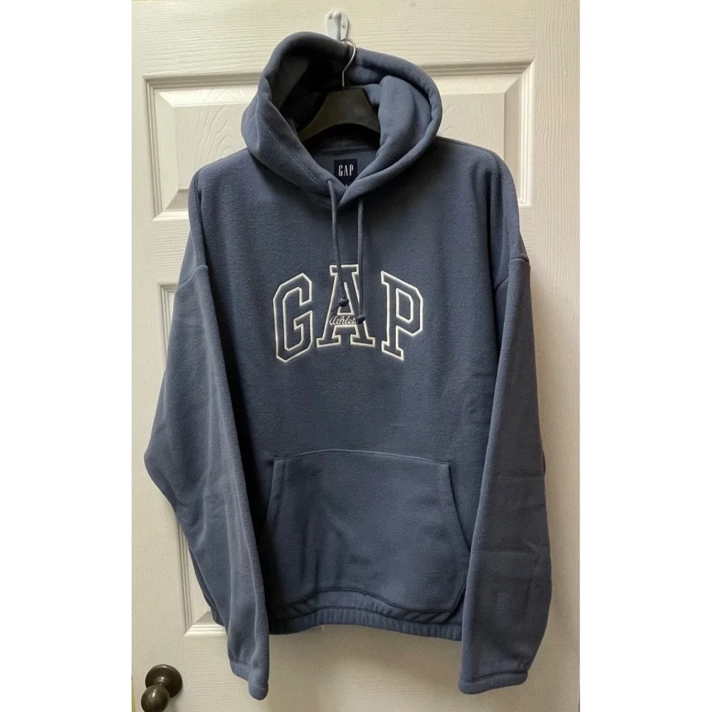 GAP‎ Athletic Fleece Men's L Cornflower Blue Heavyweight Hoodie Sweatshirt NWT